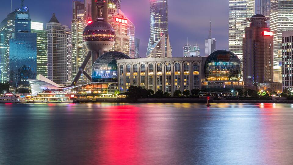 shanghai Pudong cityscape viewed from the bund, the beautiful city scenery
