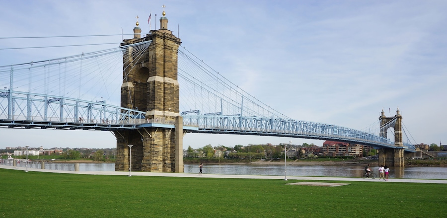 The Roebling suspension bridge between Ohio and Kentucky