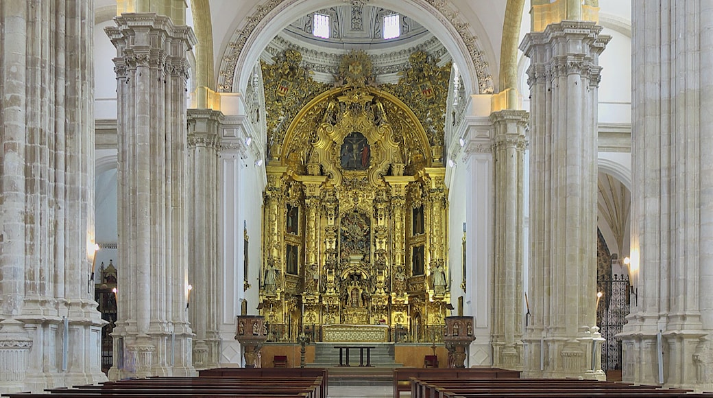 Interior de la iglesia de salón con cabecera poligonal (ca. 1531-1540). Autoría desconocida, atribuible a Diego de Siloé, o Diego de Riaño. El retablo mayor es obra de Juan Guerra y José Fabré (1764) con la escultura de la Asunción de la Virgen, de Juan Bautista Finache.