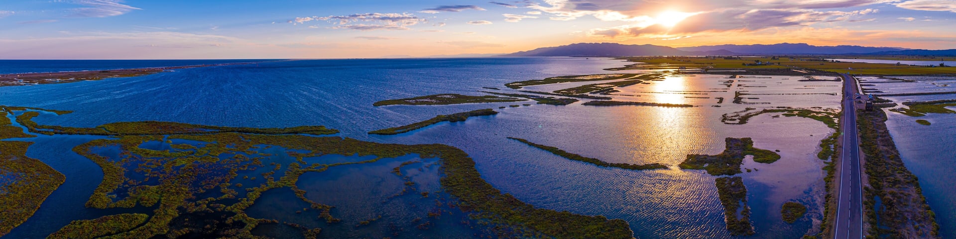 View of delta Ebro, the delta region of the Ebro River in the southwest of the Province of Tarragona in the region of Catalonia in Spain