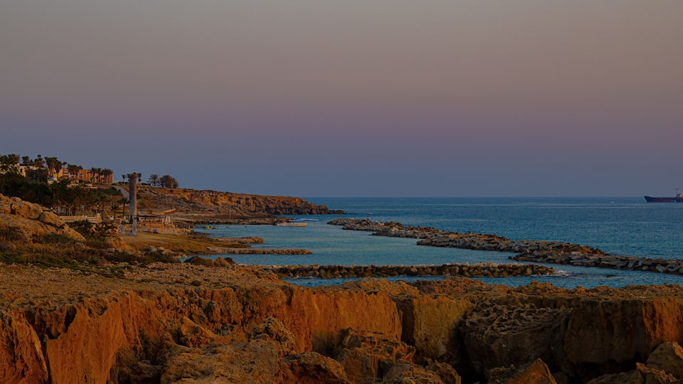 Dramatic sunset near village Chlorakas in Cyprus