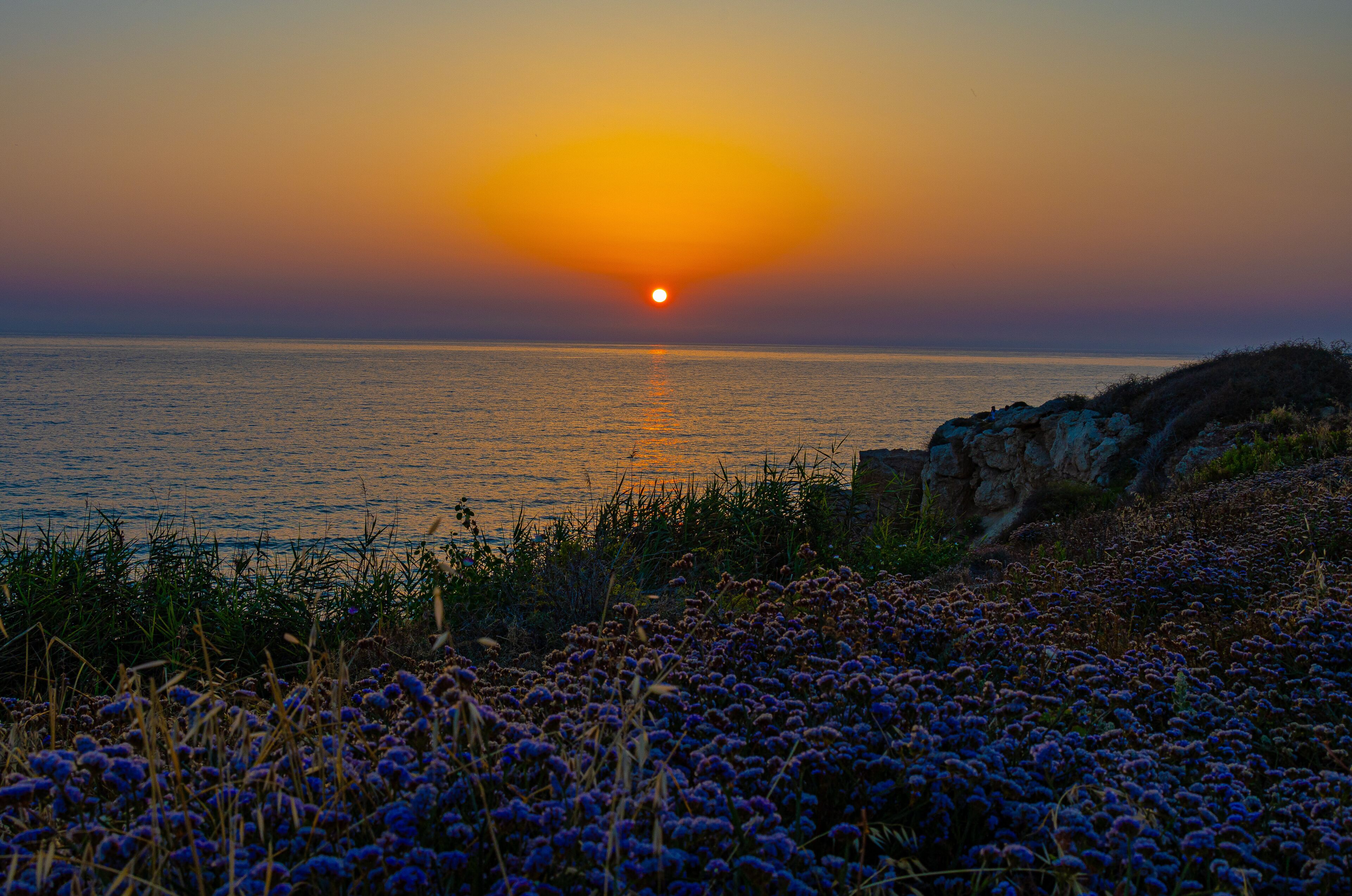 Sunset over Mediterranean sea in Cyprus