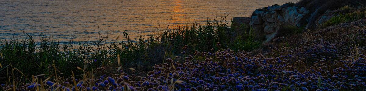 Sunset over Mediterranean sea in Cyprus