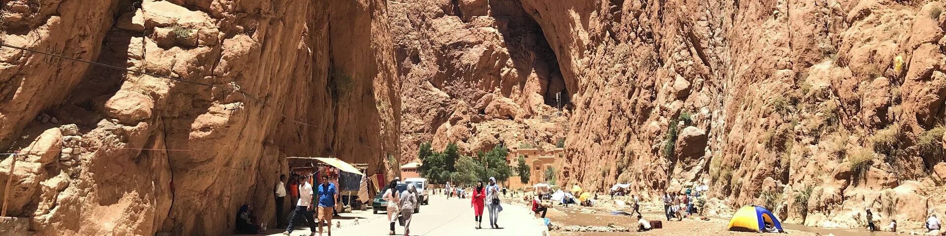 Inside the Todra Gorge in Tinerhir Morocco. On the weekends this is a popular place for locals to relax, play music, picnic and kids playing in the water. #morocco #todgha #todghagorge #travel #travelmorocco #sandatone #rivergorge #africa #northafrica #flashpackingbarbie #slowtravel #earthbound #Tinerhir