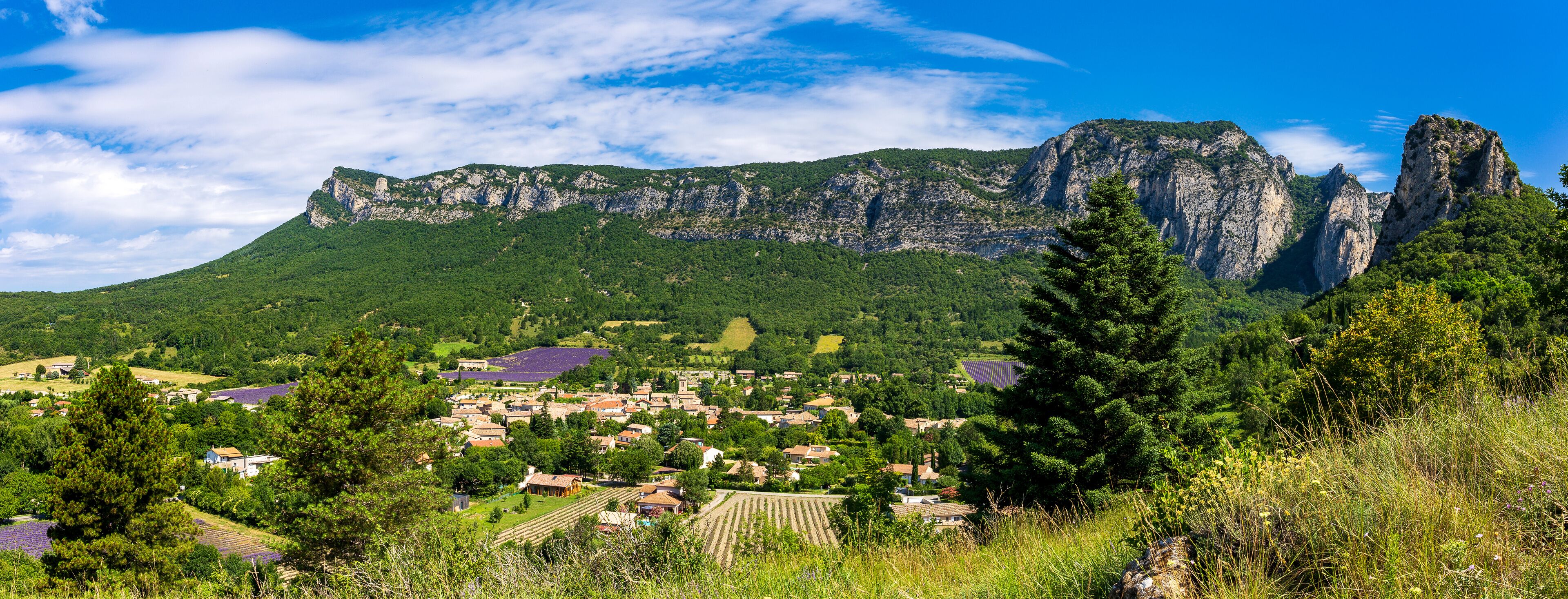 Saou, in the Drôme department, southeastern France, door of Provence. The town offers traditional architecture with its narrow medieval streets and houses under synclinal of Saoû mountain.