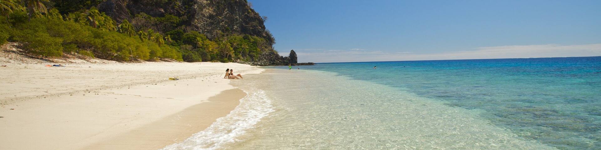 Mamanuca Islands which includes landscape views, tropical scenes and a sandy beach