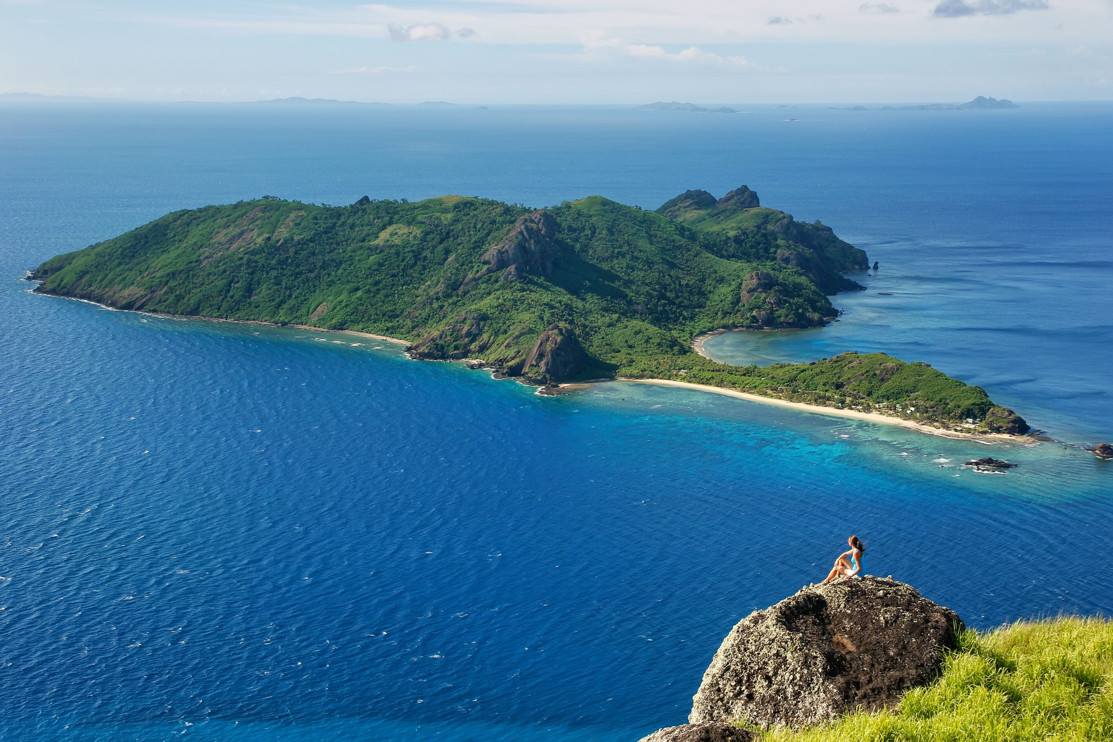 View of Kuata Island from Vatuvula Volcano on Wayaseva Island, Yasawas, Fiji