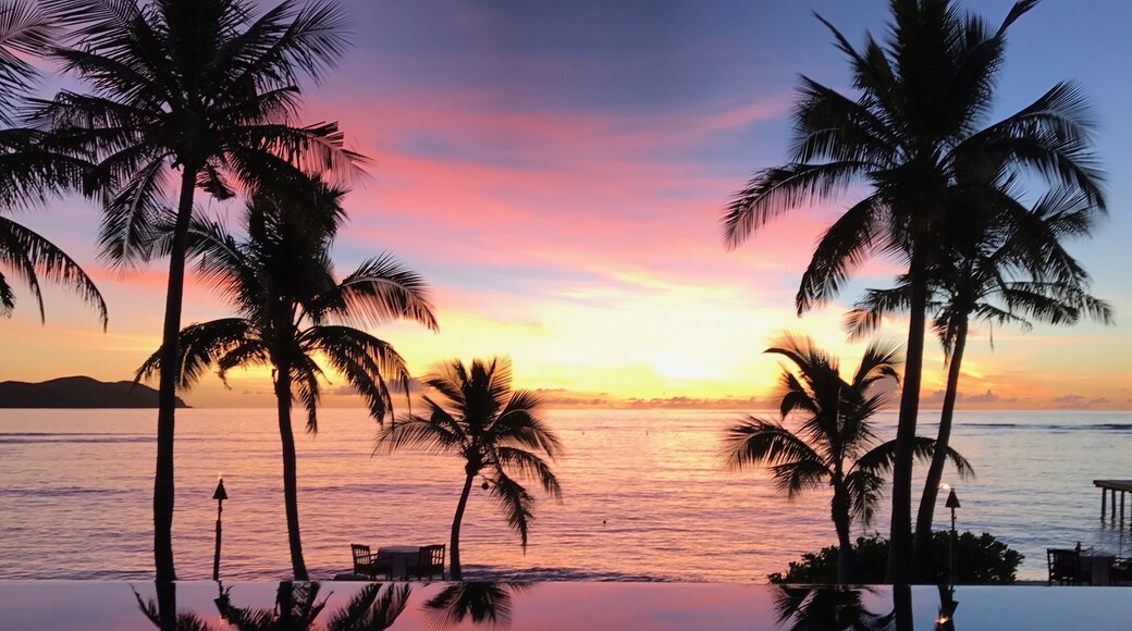 Sunset over infinity pool.
