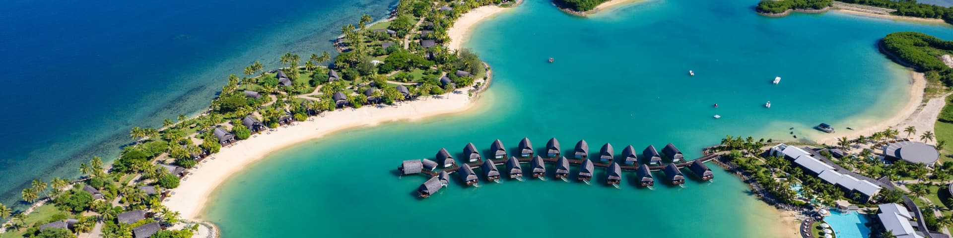 Aerial view of Luxury resort in Fiji