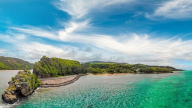 Captain Matthew Flinders Monument in Mauritius. Aerial view from drone on a cloudy day