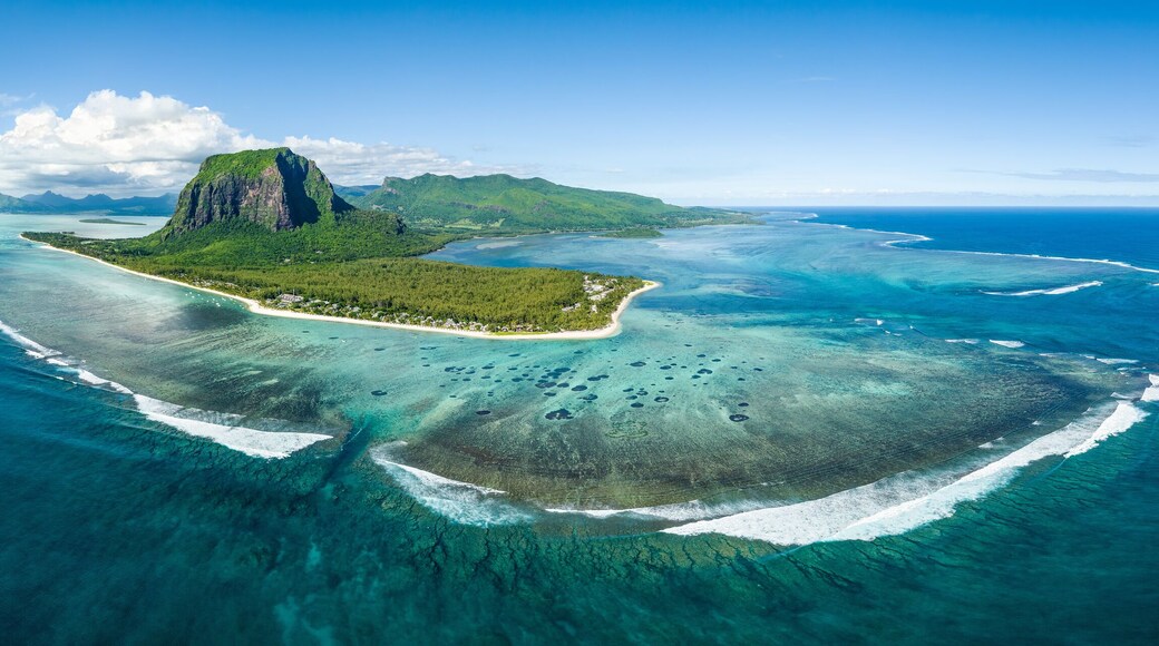 Aerial panorama of Mauritius Island in the Indian Ocean