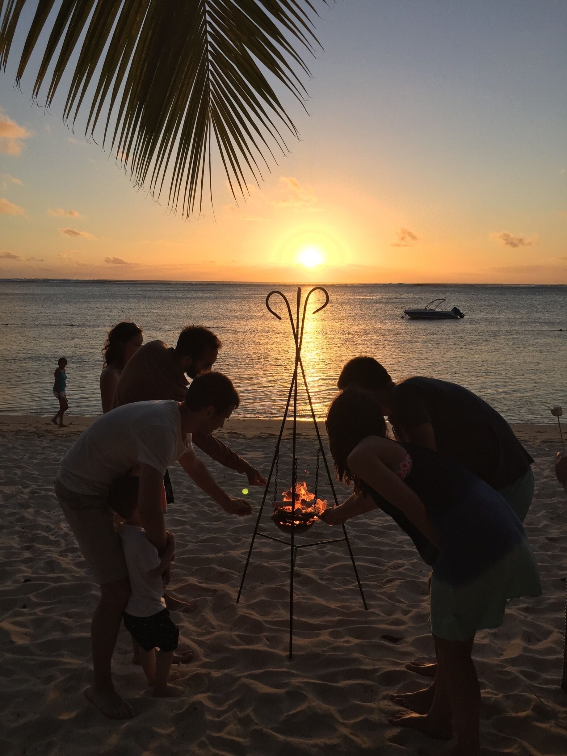 Marshmallow toasting at sunset