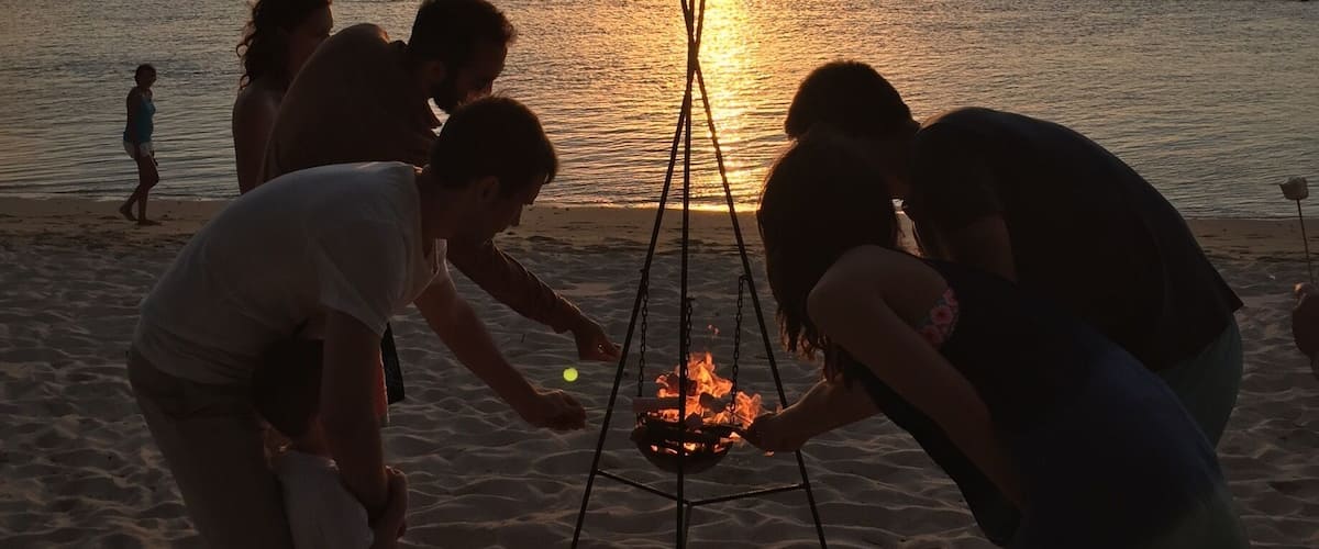 Marshmallow toasting at sunset