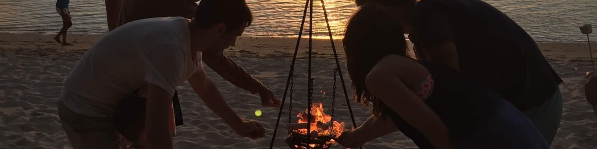 Marshmallow toasting at sunset