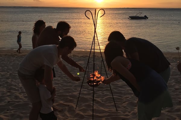Marshmallow toasting at sunset