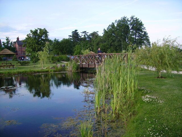 Ornamental Pond, Pulford. In the grounds of the Grosvenor Hotel and right on the England Wales border.