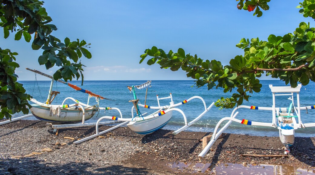 Fishing boats in Pemuteran village bay,Biorock restoration area,Bali,Indonesia