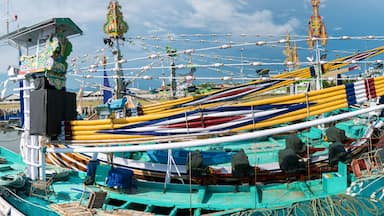 Old traditional wooden Indonesia colored boats in Bali Island, I