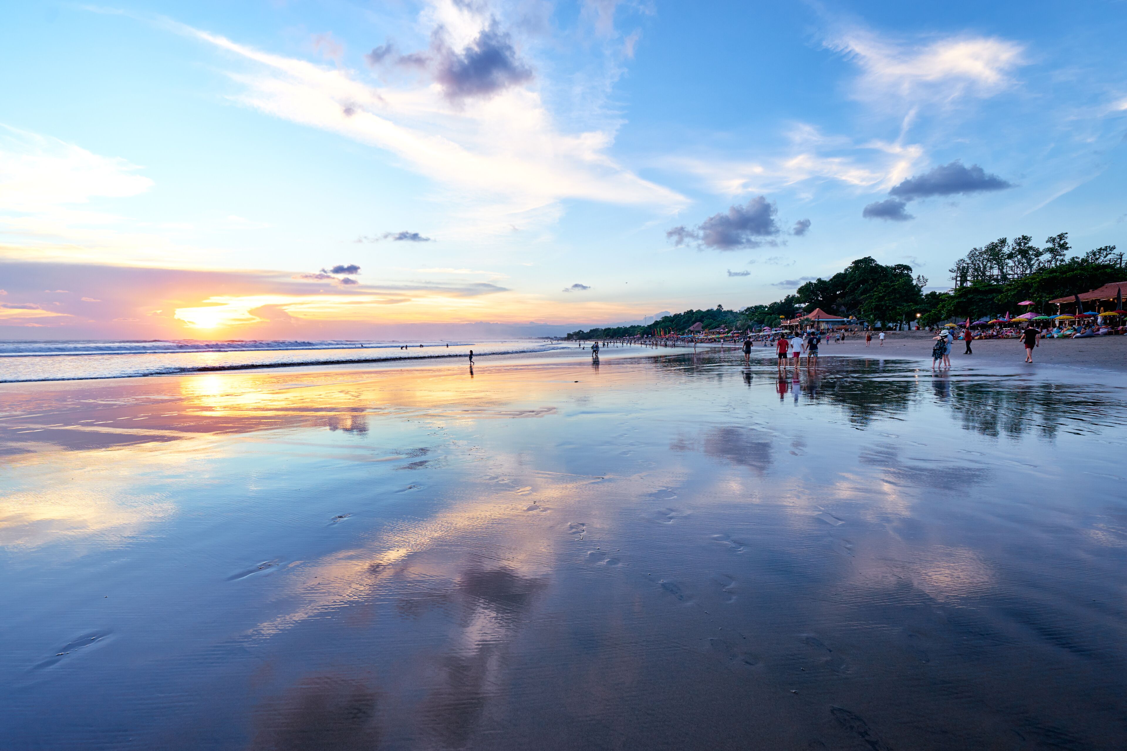 Beautiful landscape. Sunset on the sea shore. Bali, Indonesia.