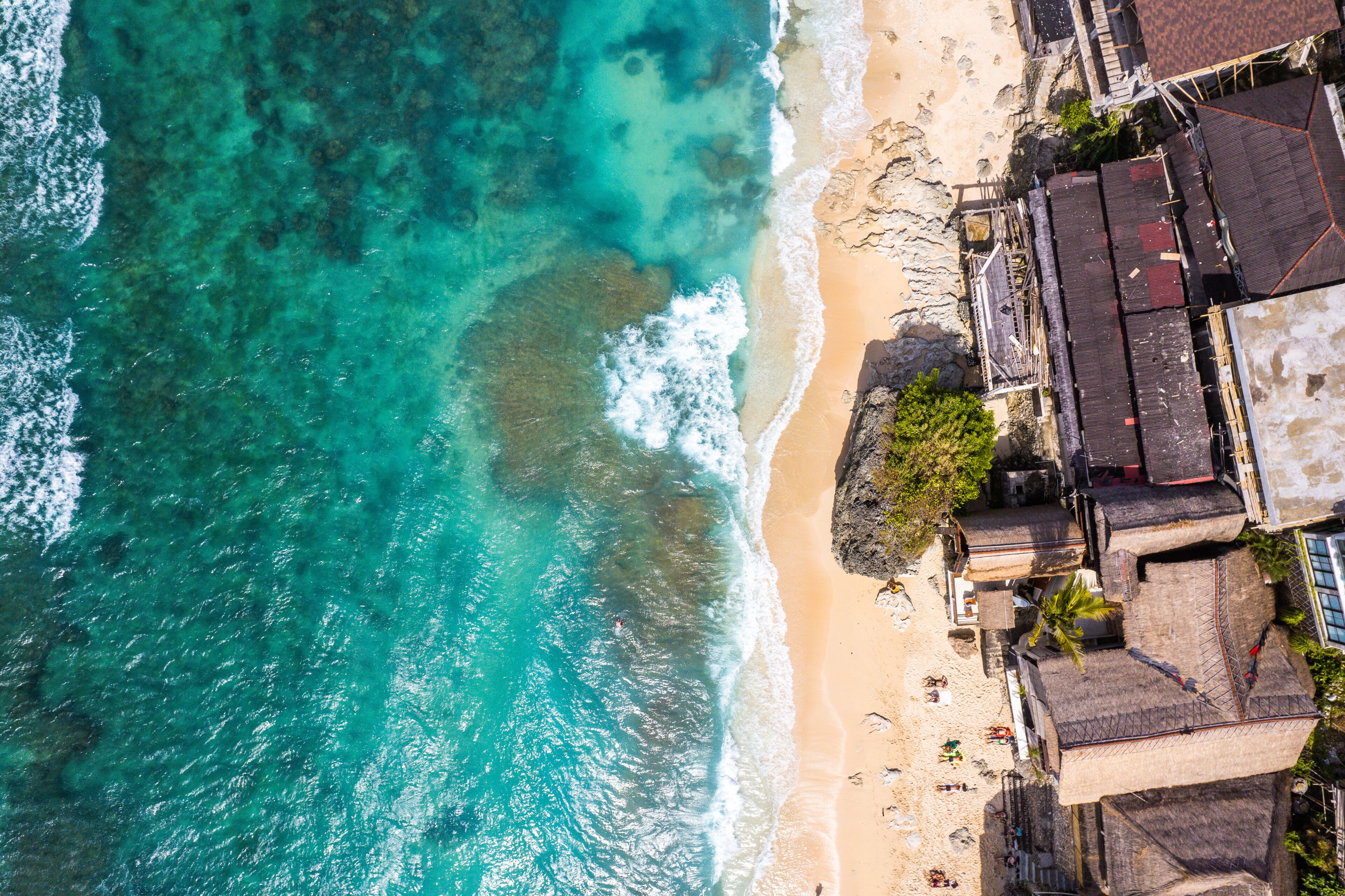 Aerial view of Bingin beach in Bali, Indonesia