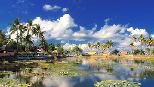 Candidasa long tourist retreat and water sport center of southeast coast.