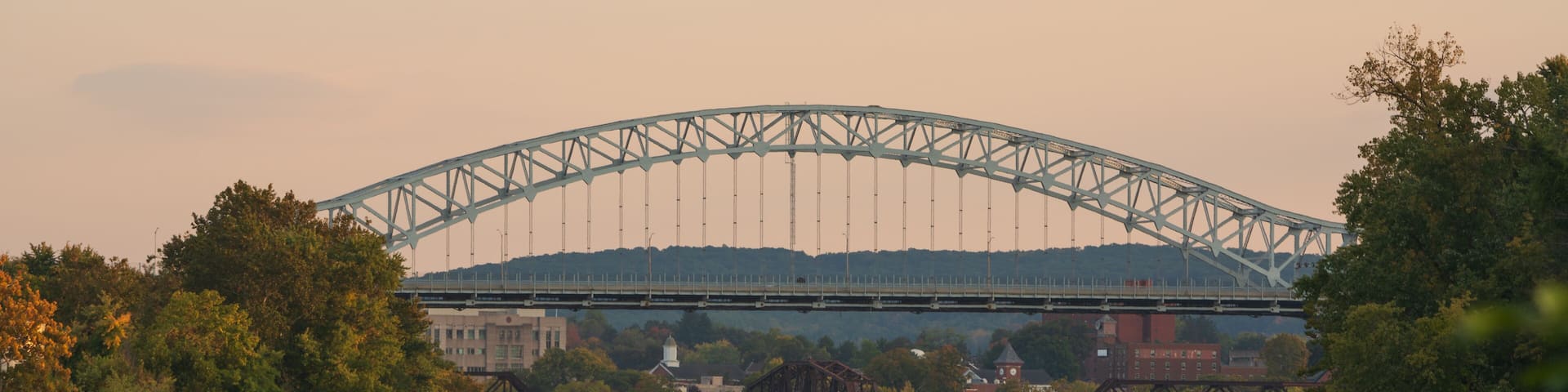 Sunrise image of the Arrigoni Bridge in Middletown, CT