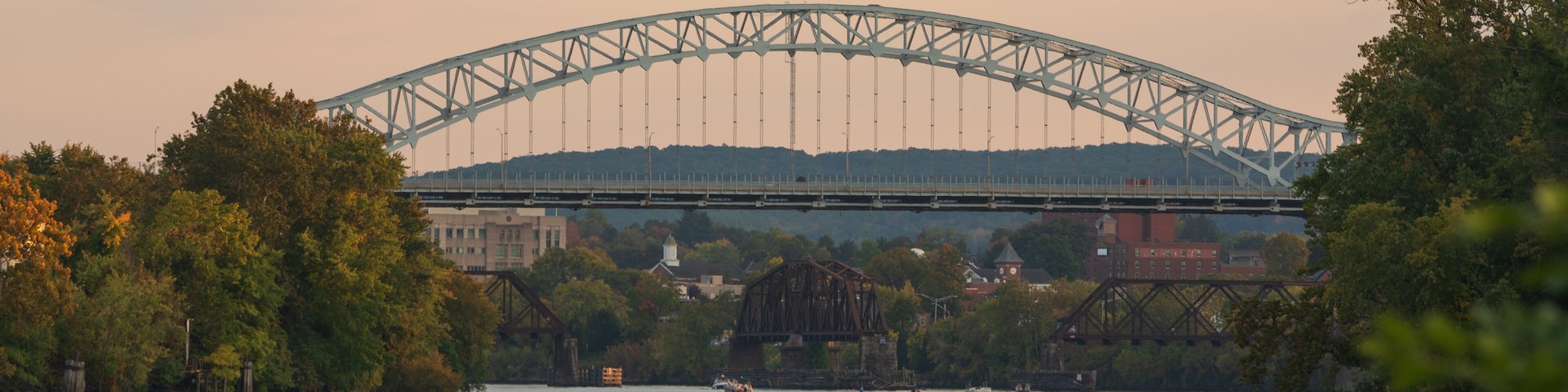 Sunrise image of the Arrigoni Bridge in Middletown, CT