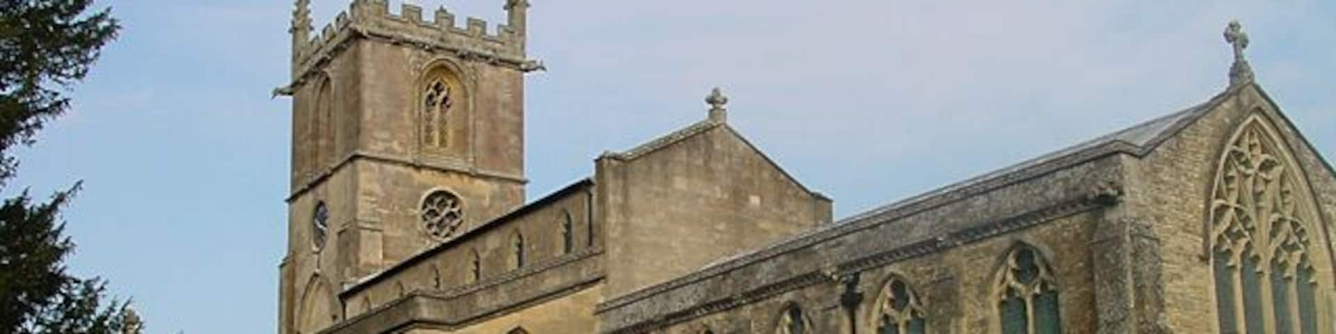 St Mary the Virgin parish church, Gillingham, Dorset, seen from the southeast, with the 14th-century chancel on the right