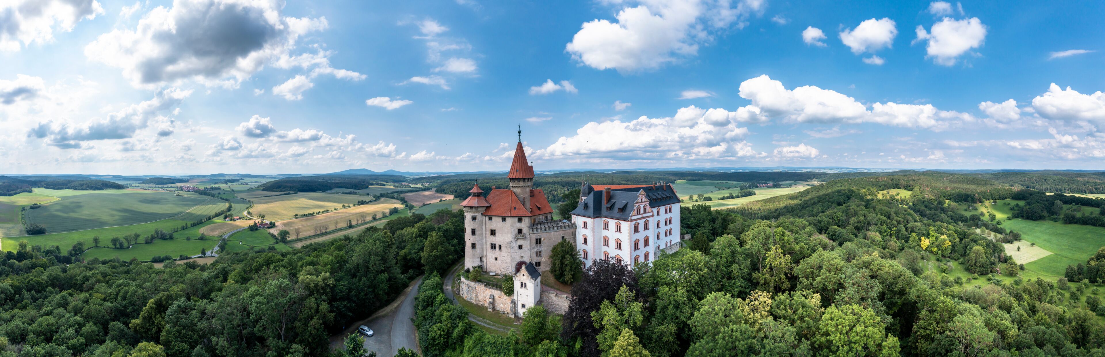 Helicopter view, Veste Heldburg, German Castle Museum, Heldburg, Bad Colberg-Heldburg, Thuringia, Germany