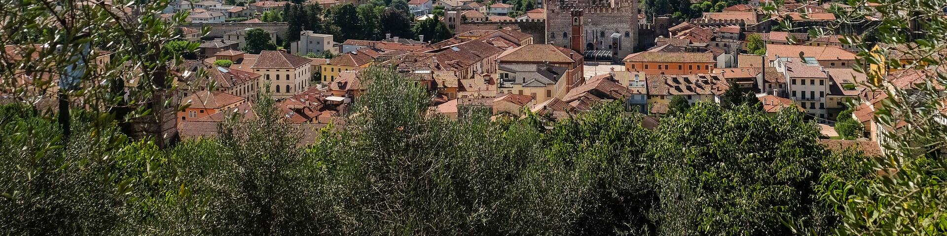 Panorama from the upper Castle of Marostica. Marostica, Vicenza, Itlay. August 2018