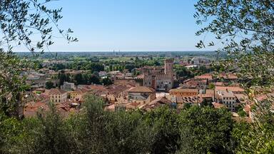 Panorama from the upper Castle of Marostica. Marostica, Vicenza, Itlay. August 2018