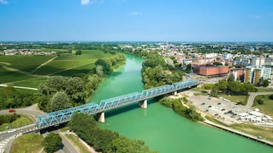 Ponte della Vittoria e fiume Piave a San Dona di Piave -panoramica dall'alto
