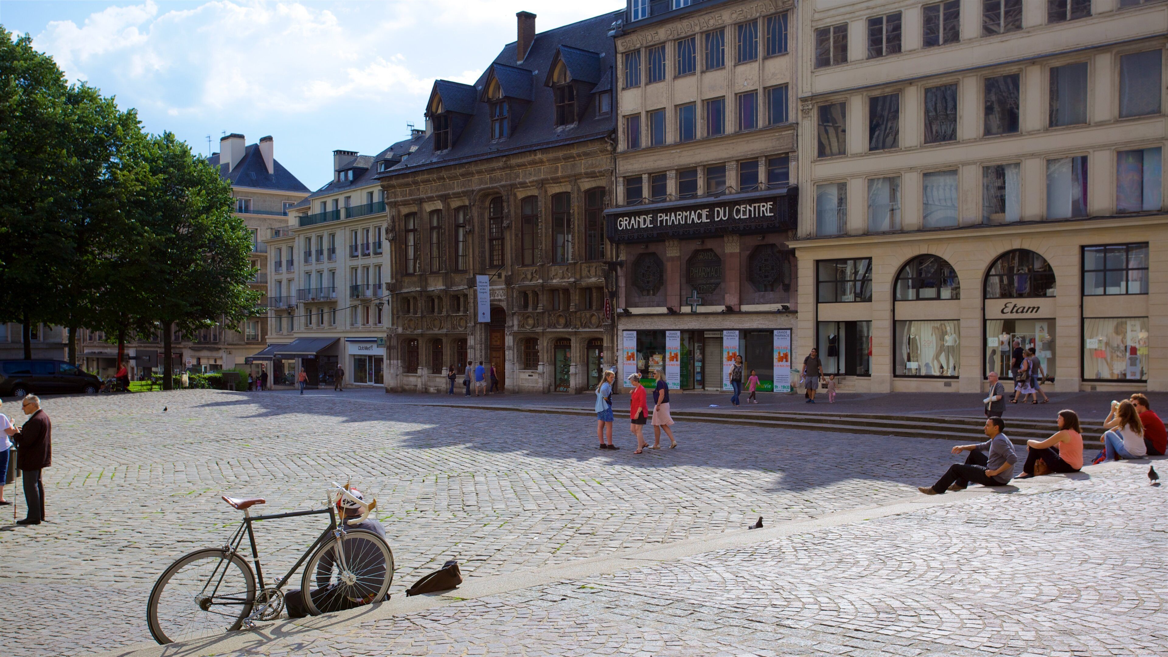 Upper Normandy showing street scenes and a square or plaza