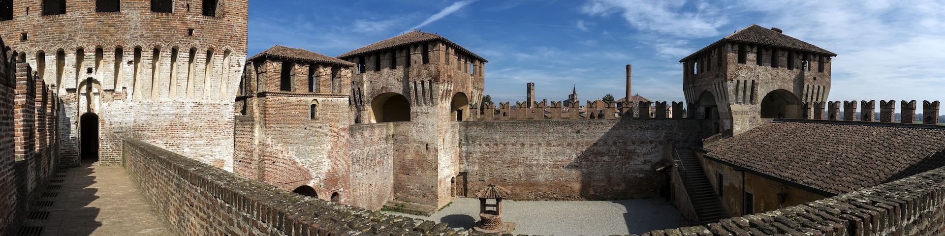 The Medieval Castle-Soncino-Cremona-Italy-Inside a perfectly preserved Medieval Castle, tourist attraction of the village of Soncino in the province of Cremona, Lombardy, Italy.