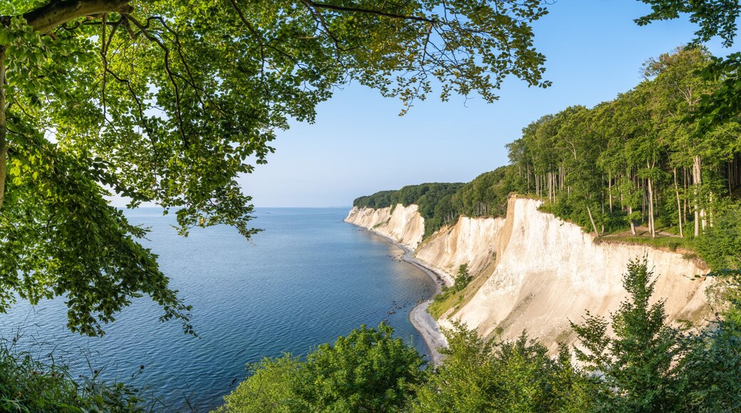 Panoramic view of the chalk cliffs and Jasmund National Park on the Island of Rügen, Mecklenburg-Western Pomerania, Germany