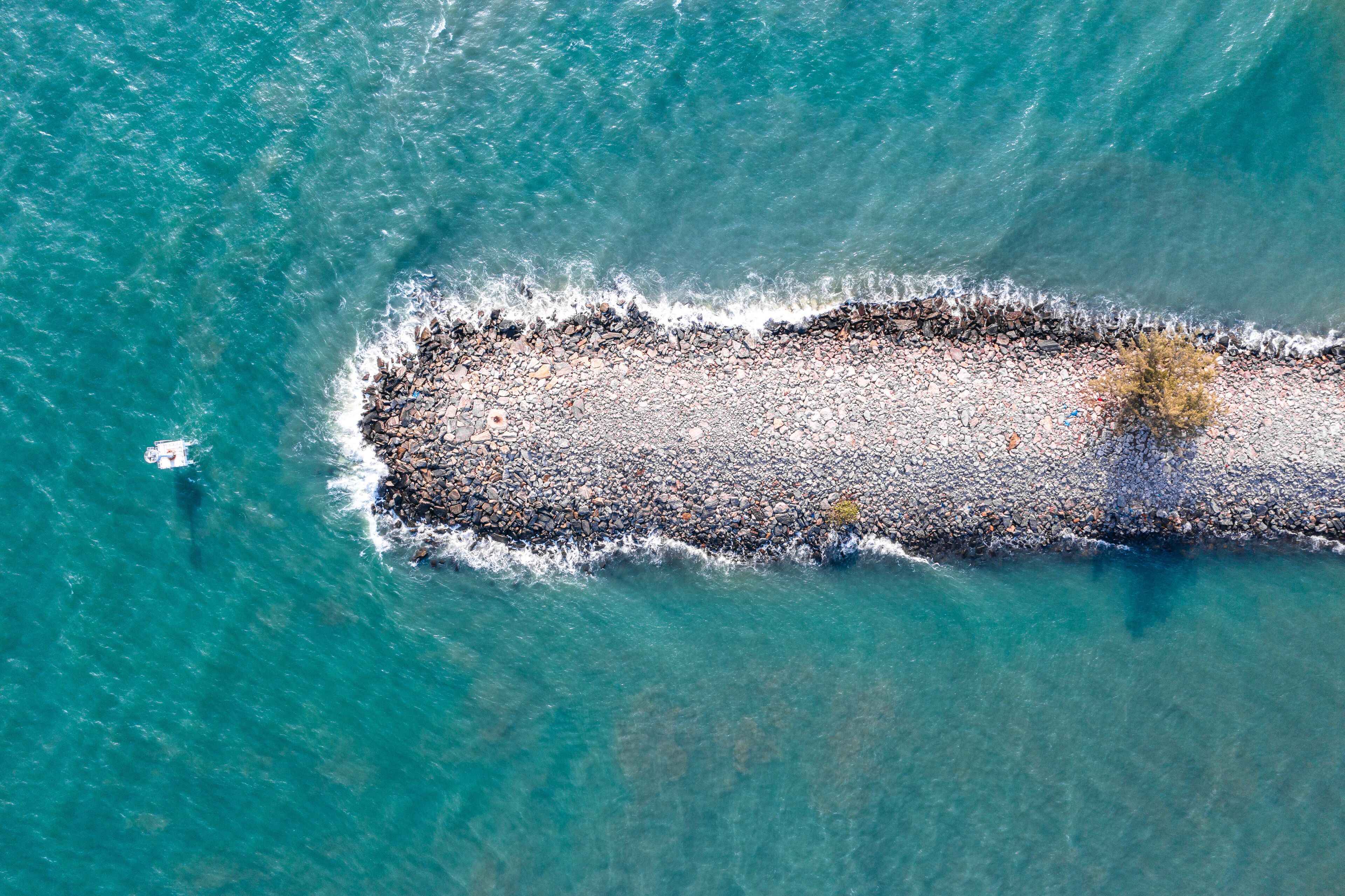 Aerial view of Pak Nam Pranburi Estuary in Prachuap Khiri Khan, Thailand