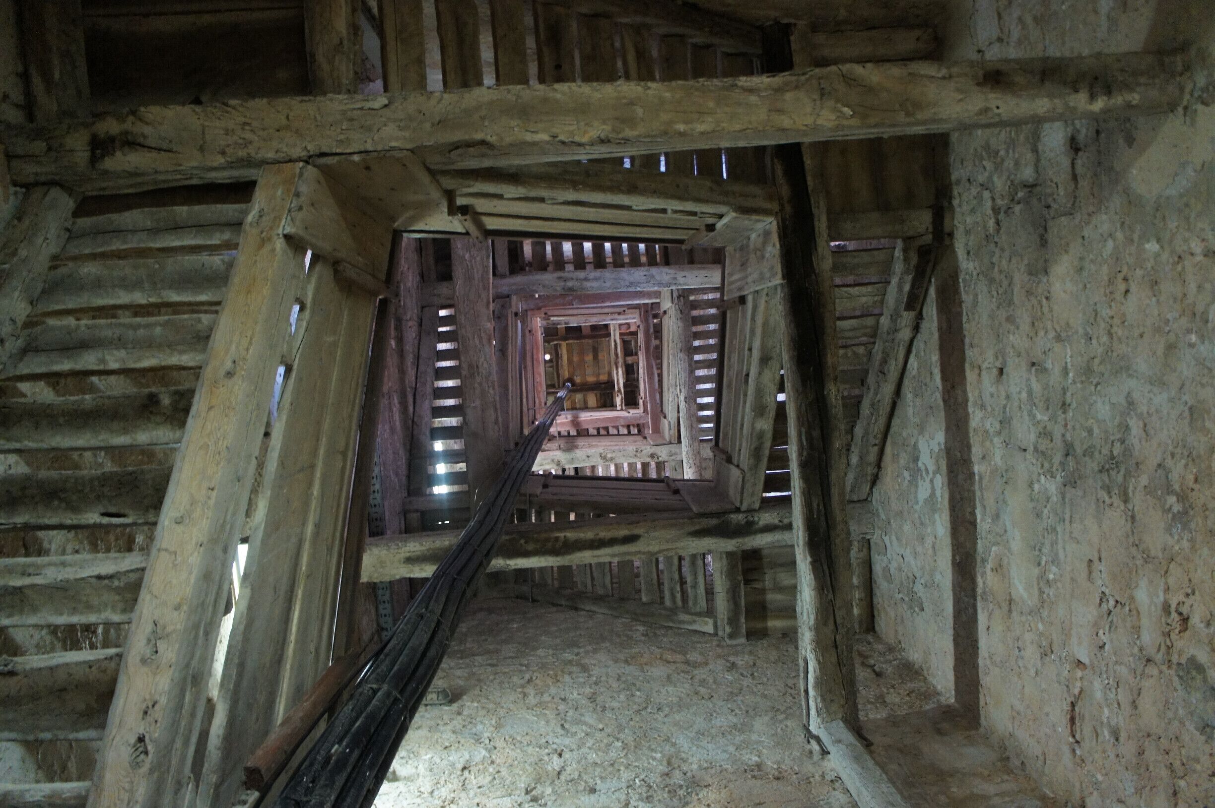 If you want to enjoy the view from the top of the Saint Euhemia's Church in Rovinj. You need to climb up these old wooden stairs.