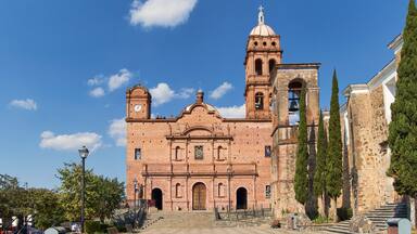 Church in the center of the magical town Tapalpa. Town of jalisco, mexico.