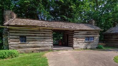 Restored home that Abraham Lincoln lived in at Lincoln's New Salem State Historic Site. A reconstruction of the former village of New Salem in Menard County, Illinois, where Lincoln lived 1831 - 1837.