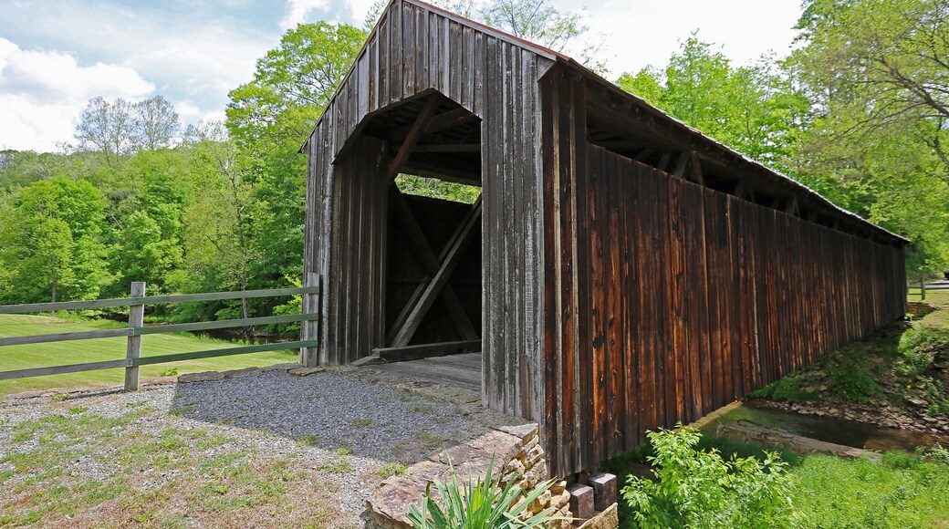 Back view at Locust Creek covered bridge - West Virginia