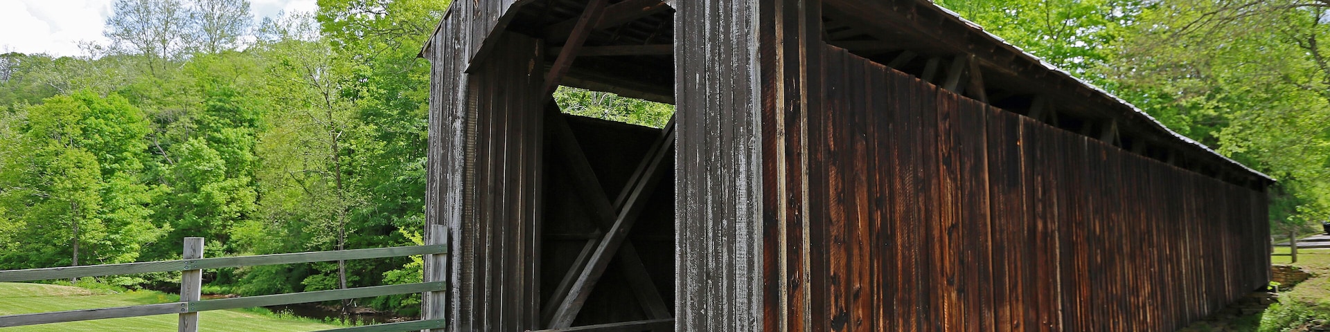Back view at Locust Creek covered bridge - West Virginia