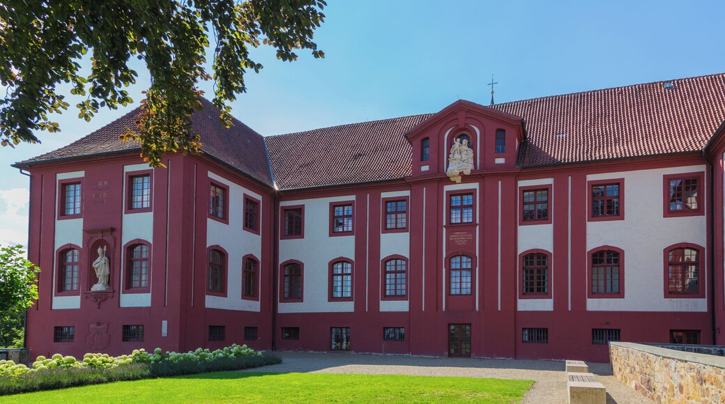 Iburg Castle and Benedictine Abbey (Schloss und Benediktinerabtei Iburg) in Bad Iburg, Landkreis Osnabrück, Lower Saxony, Germany. This architectural ensemble is a listed cultural heritage monument.