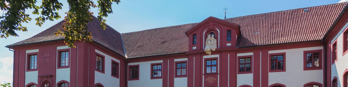 Iburg Castle and Benedictine Abbey (Schloss und Benediktinerabtei Iburg) in Bad Iburg, Landkreis Osnabrück, Lower Saxony, Germany. This architectural ensemble is a listed cultural heritage monument.