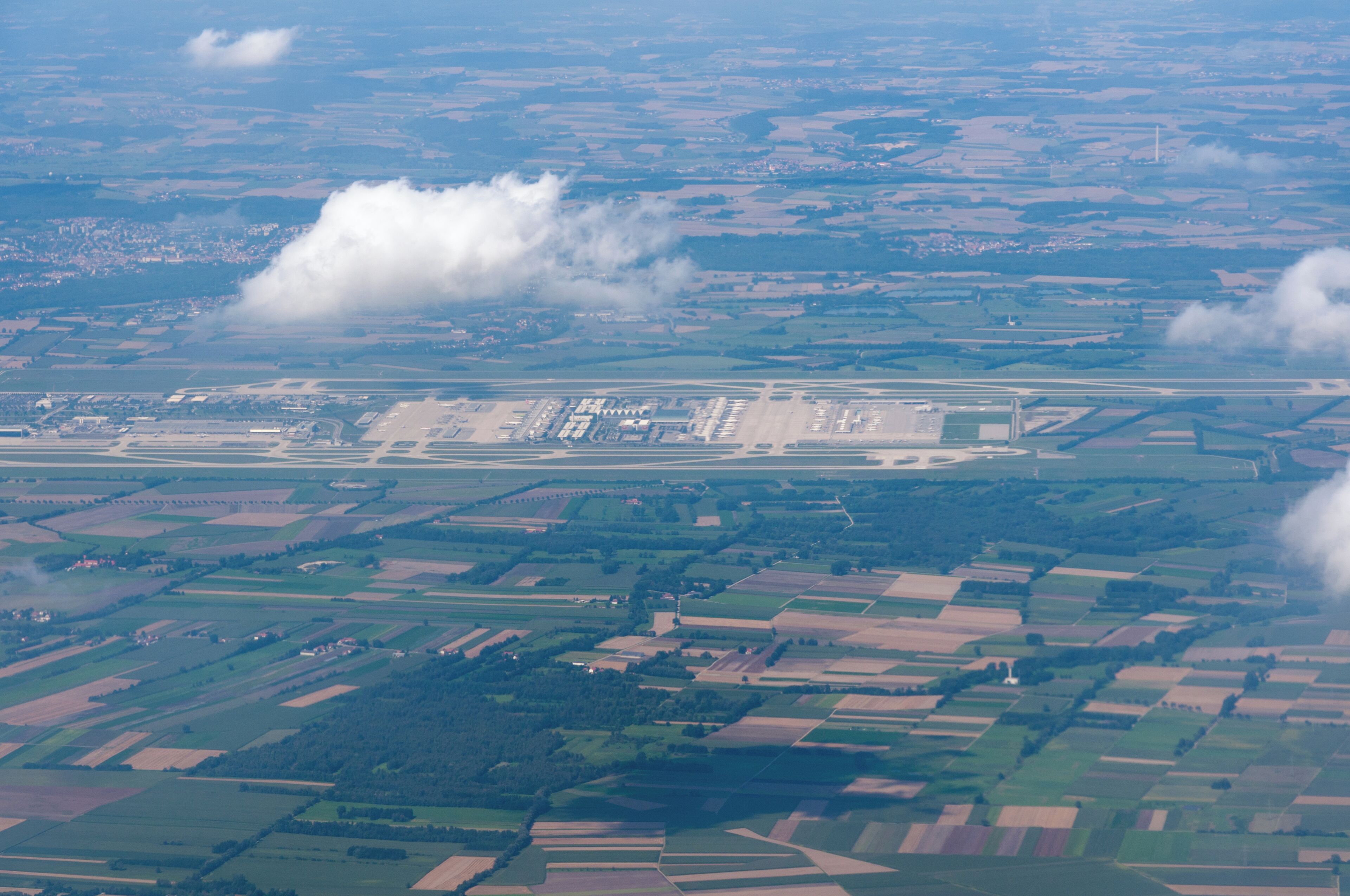 Germany, aerial view of Franz Josef Strauss Airport in Munich
