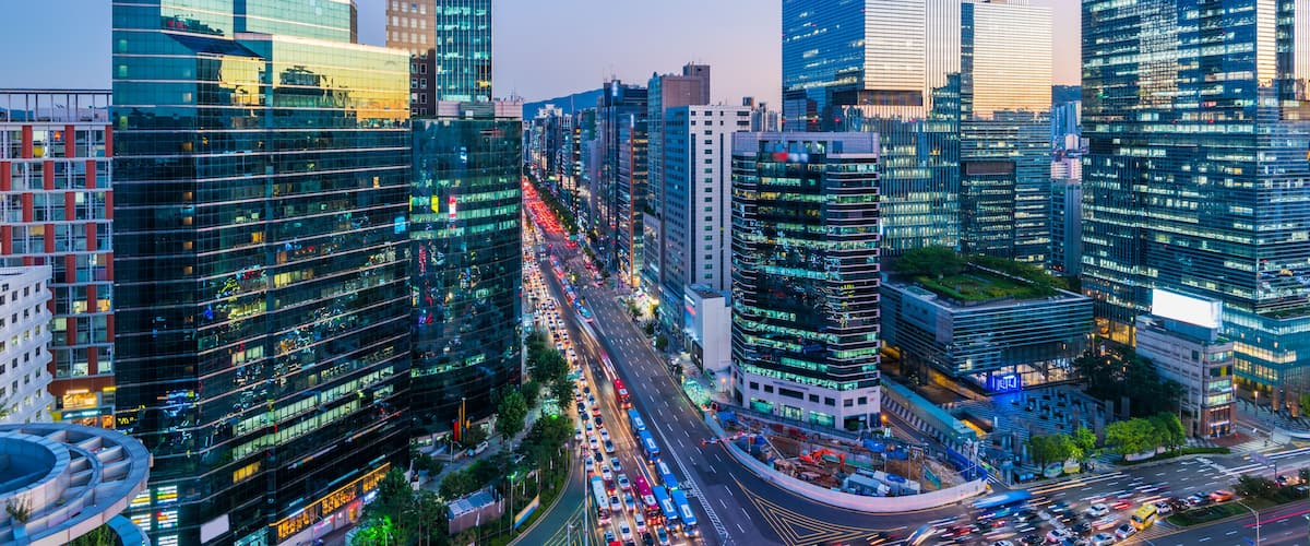 Traffic at night in Gangnam City Seoul, South Korea, Shutterstock ID 760458148, Purchase Order: -
