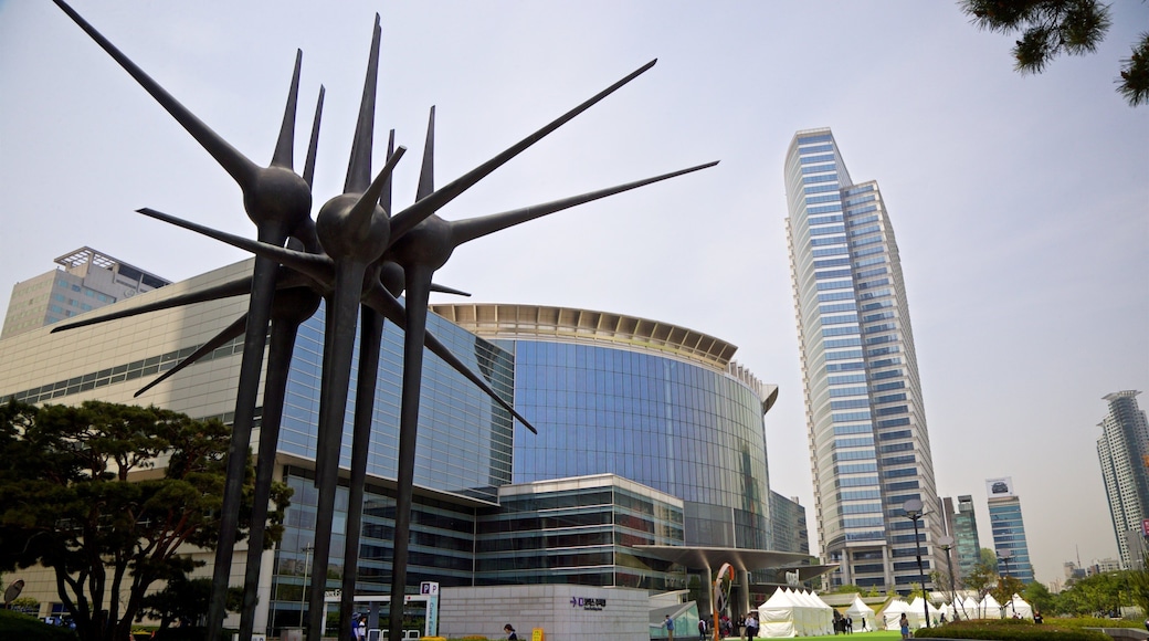 Gangnam which includes a city and outdoor art