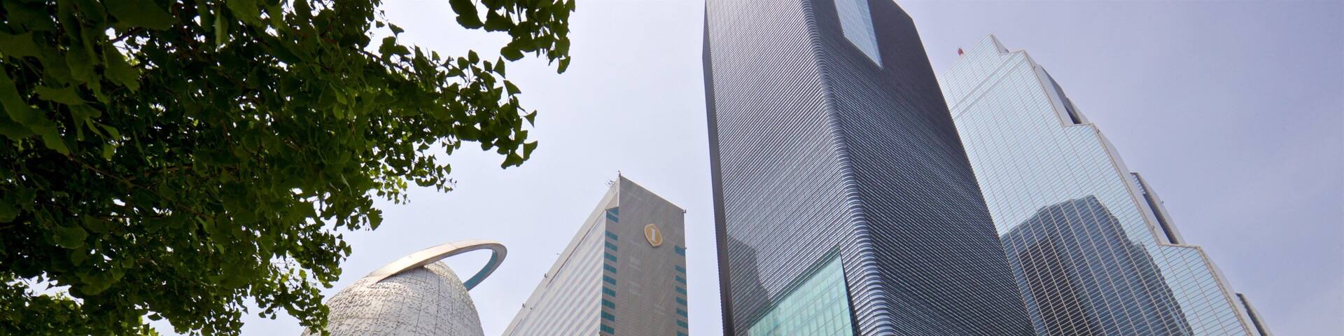 Gangnam which includes a city, modern architecture and outdoor art