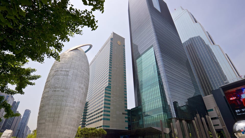 Gangnam which includes a city, modern architecture and outdoor art