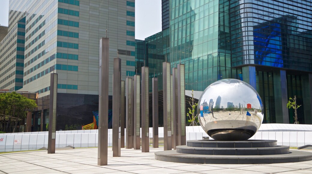 Gangnam showing a city and outdoor art
