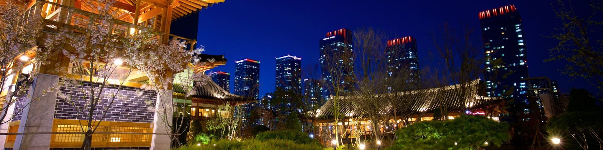 Incheon featuring a city, night scenes and heritage elements